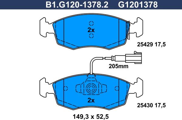 Galfer B1.G120-1378.2 - Комплект спирачно феродо, дискови спирачки vvparts.bg