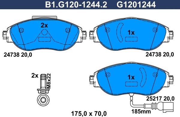 Galfer B1.G120-1244.2 - Комплект спирачно феродо, дискови спирачки vvparts.bg