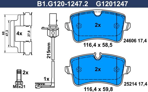 Galfer B1.G120-1247.2 - Комплект спирачно феродо, дискови спирачки vvparts.bg