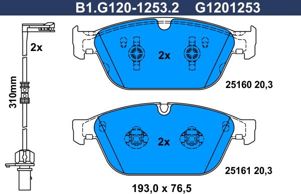 Galfer B1.G120-1253.2 - Комплект спирачно феродо, дискови спирачки vvparts.bg