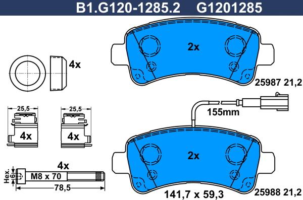 Galfer B1.G120-1285.2 - Комплект спирачно феродо, дискови спирачки vvparts.bg