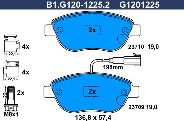 Galfer B1.G120-1225.2 - Комплект спирачно феродо, дискови спирачки vvparts.bg