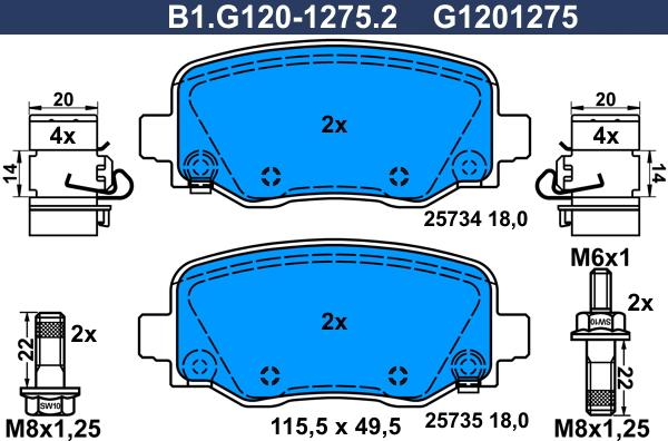 Galfer B1.G120-1275.2 - Комплект спирачно феродо, дискови спирачки vvparts.bg