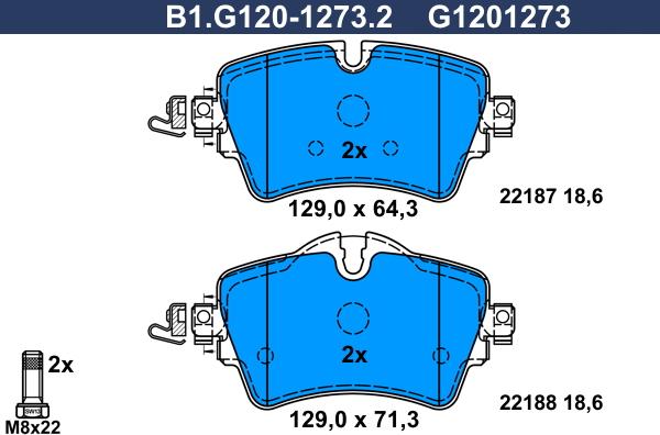 Galfer B1.G120-1273.2 - Комплект спирачно феродо, дискови спирачки vvparts.bg