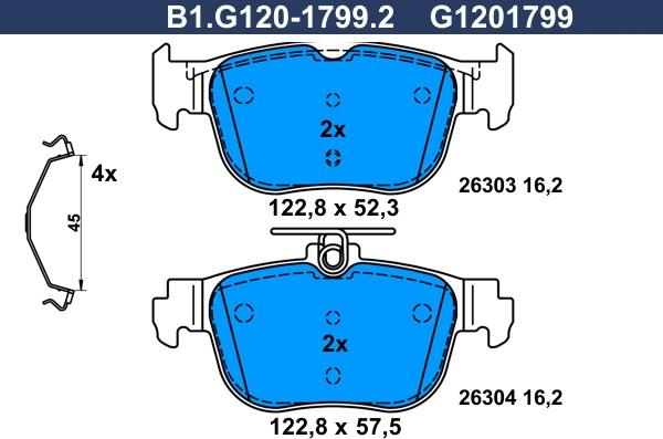 Galfer B1.G120-1799.2 - Комплект спирачно феродо, дискови спирачки vvparts.bg