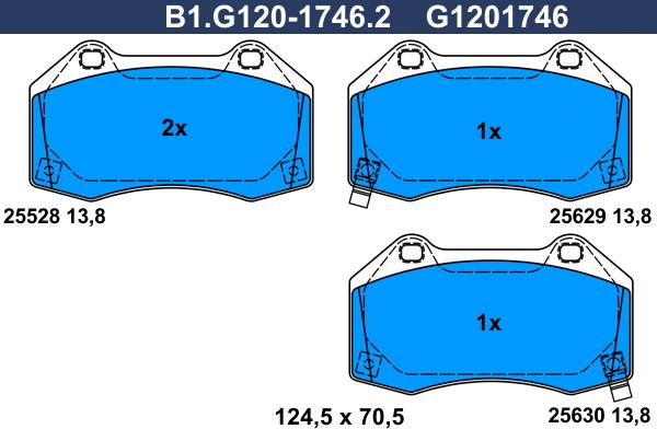 Galfer B1.G120-1746.2 - Комплект спирачно феродо, дискови спирачки vvparts.bg