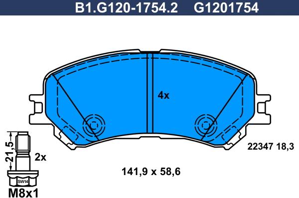 Galfer B1.G120-1754.2 - Комплект спирачно феродо, дискови спирачки vvparts.bg