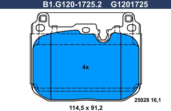 Galfer B1.G120-1725.2 - Комплект спирачно феродо, дискови спирачки vvparts.bg