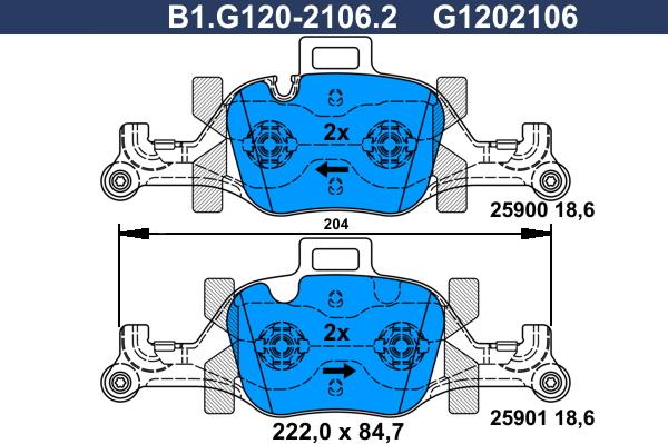 Galfer B1.G120-2106.2 - Комплект спирачно феродо, дискови спирачки vvparts.bg