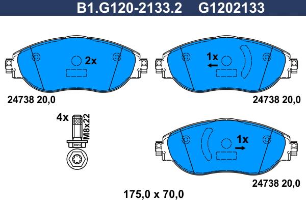 Galfer B1.G120-2133.2 - Комплект спирачно феродо, дискови спирачки vvparts.bg
