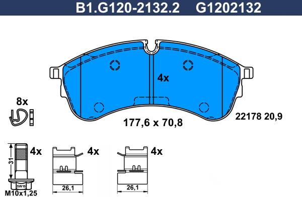 Galfer B1.G120-2132.2 - Комплект спирачно феродо, дискови спирачки vvparts.bg