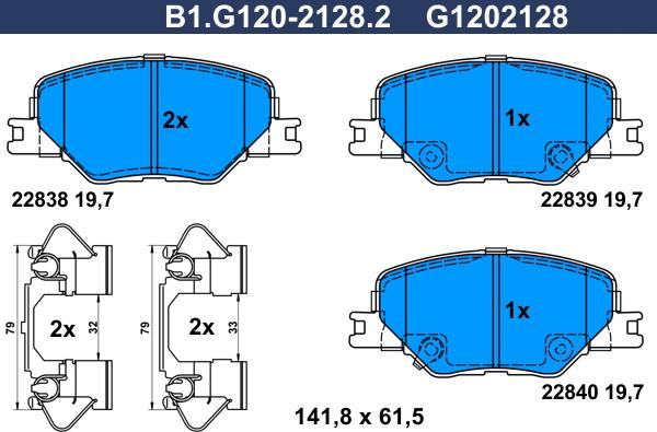 Galfer B1.G120-2128.2 - Комплект спирачно феродо, дискови спирачки vvparts.bg