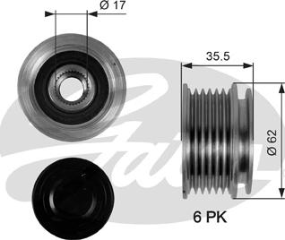 Gates OAP7044 - Ремъчна шайба, генератор vvparts.bg