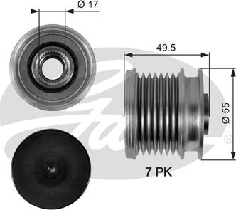 Gates OAP7086 - Ремъчна шайба, генератор vvparts.bg