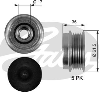 Gates OAP7033 - Ремъчна шайба, генератор vvparts.bg