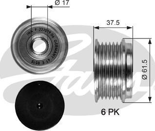 Gates OAP7075 - Ремъчна шайба, генератор vvparts.bg