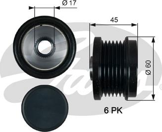 Gates OAP7155 - Ремъчна шайба, генератор vvparts.bg