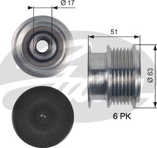 Gates OAP7150 - Ремъчна шайба, генератор vvparts.bg