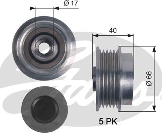 Gates OAP7122 - Ремъчна шайба, генератор vvparts.bg