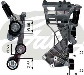 Gates T39136 - Ремъчен обтегач, пистов ремък vvparts.bg