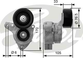 Gates T38421 - Ремъчен обтегач, пистов ремък vvparts.bg