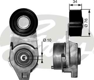 Gates T38565 - Ремъчен обтегач, пистов ремък vvparts.bg