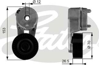 Gates T38163 - Ремъчен обтегач, пистов ремък vvparts.bg