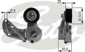 Gates T38317 - Ремъчен обтегач, пистов ремък vvparts.bg