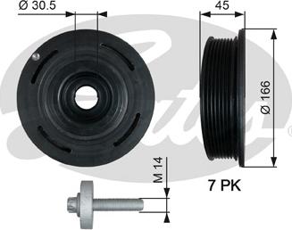 Gates TVD1054A - Ремъчна шайба, колянов вал vvparts.bg