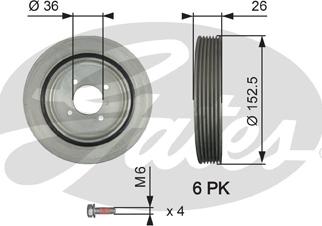 Gates TVD1011A - Ремъчна шайба, колянов вал vvparts.bg