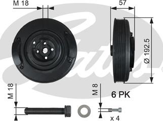 Gates TVD1033A - Ремъчна шайба, колянов вал vvparts.bg