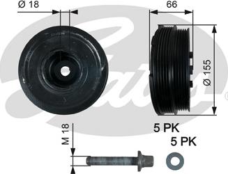 Gates TVD1037A - Ремъчна шайба, колянов вал vvparts.bg