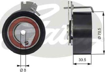 GATES-AU T43159 - Обтяжна ролка, ангренаж vvparts.bg