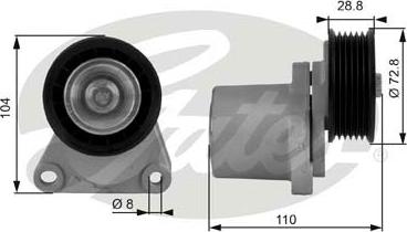 GATES-SEA T38204 - Ремъчен обтегач, пистов ремък vvparts.bg