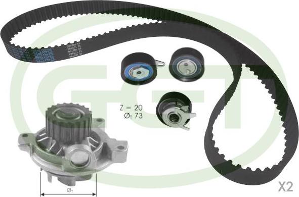 GGT KPA20052 - Водна помпа+ к-кт ангренажен ремък vvparts.bg