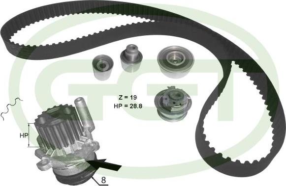GGT KPA20100 - Водна помпа+ к-кт ангренажен ремък vvparts.bg