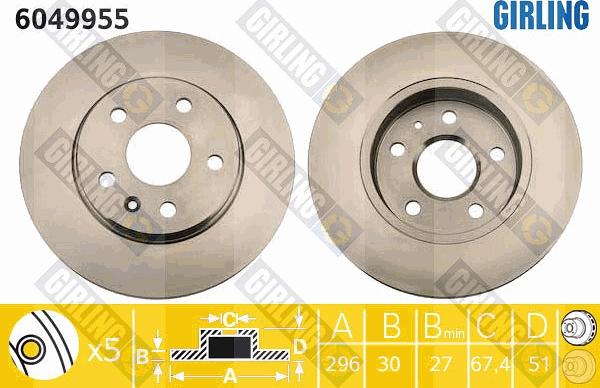 Girling 6049955 - Спирачен диск vvparts.bg