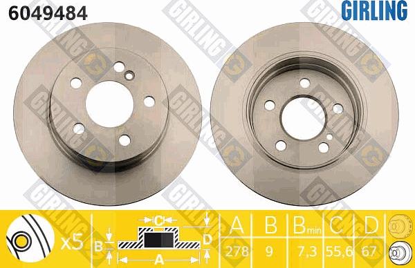 Girling 6049484 - Спирачен диск vvparts.bg