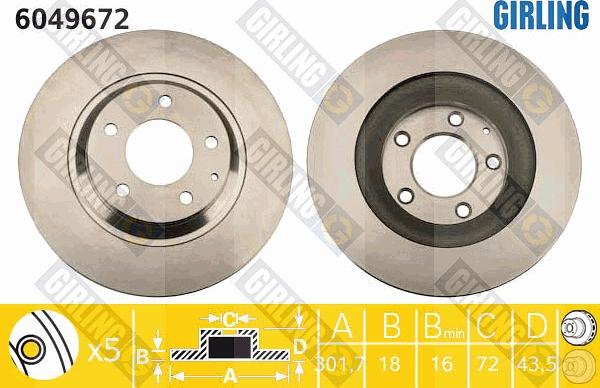 Girling 6049672 - Спирачен диск vvparts.bg