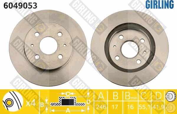 Girling 6049053 - Спирачен диск vvparts.bg