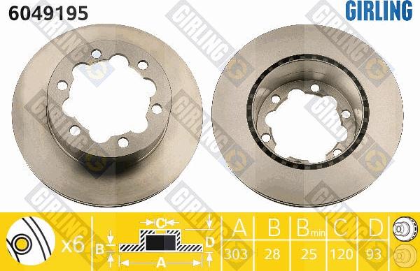 Girling 6049195 - Спирачен диск vvparts.bg