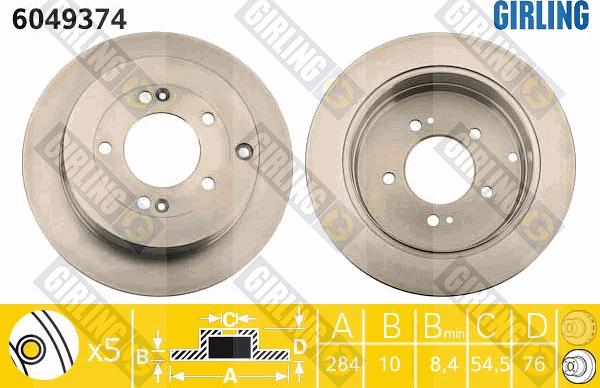 Girling 6049374 - Спирачен диск vvparts.bg