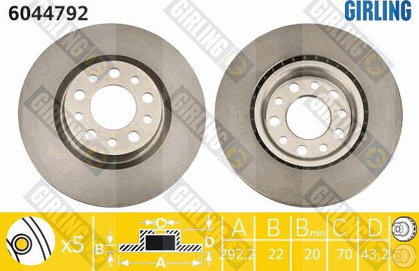 Girling 6044792 - Спирачен диск vvparts.bg