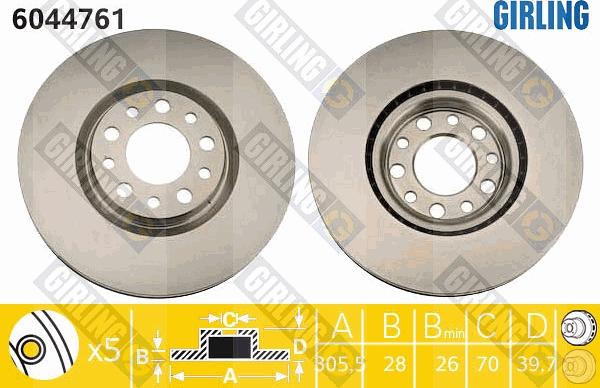 Girling 6044761 - Спирачен диск vvparts.bg