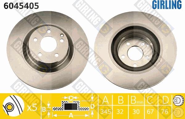 Girling 6045405 - Спирачен диск vvparts.bg