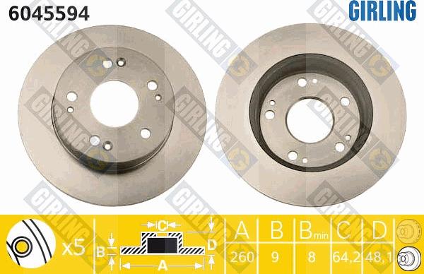 Girling 6045594 - Спирачен диск vvparts.bg