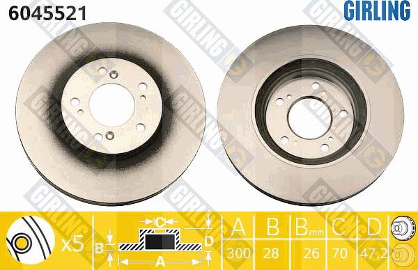 Girling 6045521 - Спирачен диск vvparts.bg