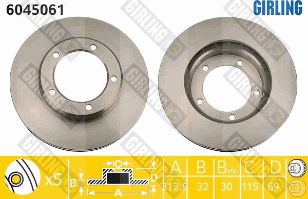 Girling 6045061 - Спирачен диск vvparts.bg