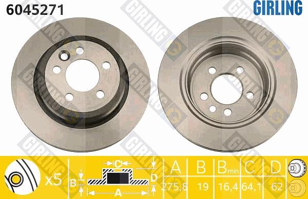 Girling 6045271 - Спирачен диск vvparts.bg