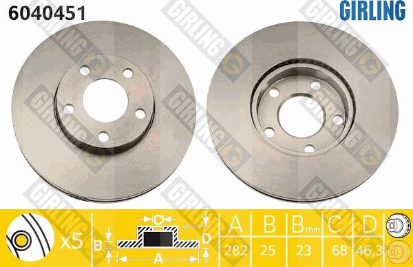 Girling 6040451 - Спирачен диск vvparts.bg